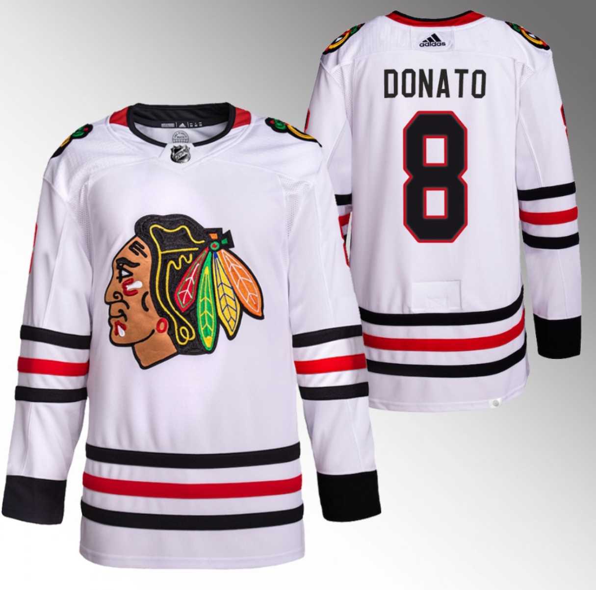 Men%27s Chicago Blackhawks #8 Ryan Donato White Stitched Hockey Jersey